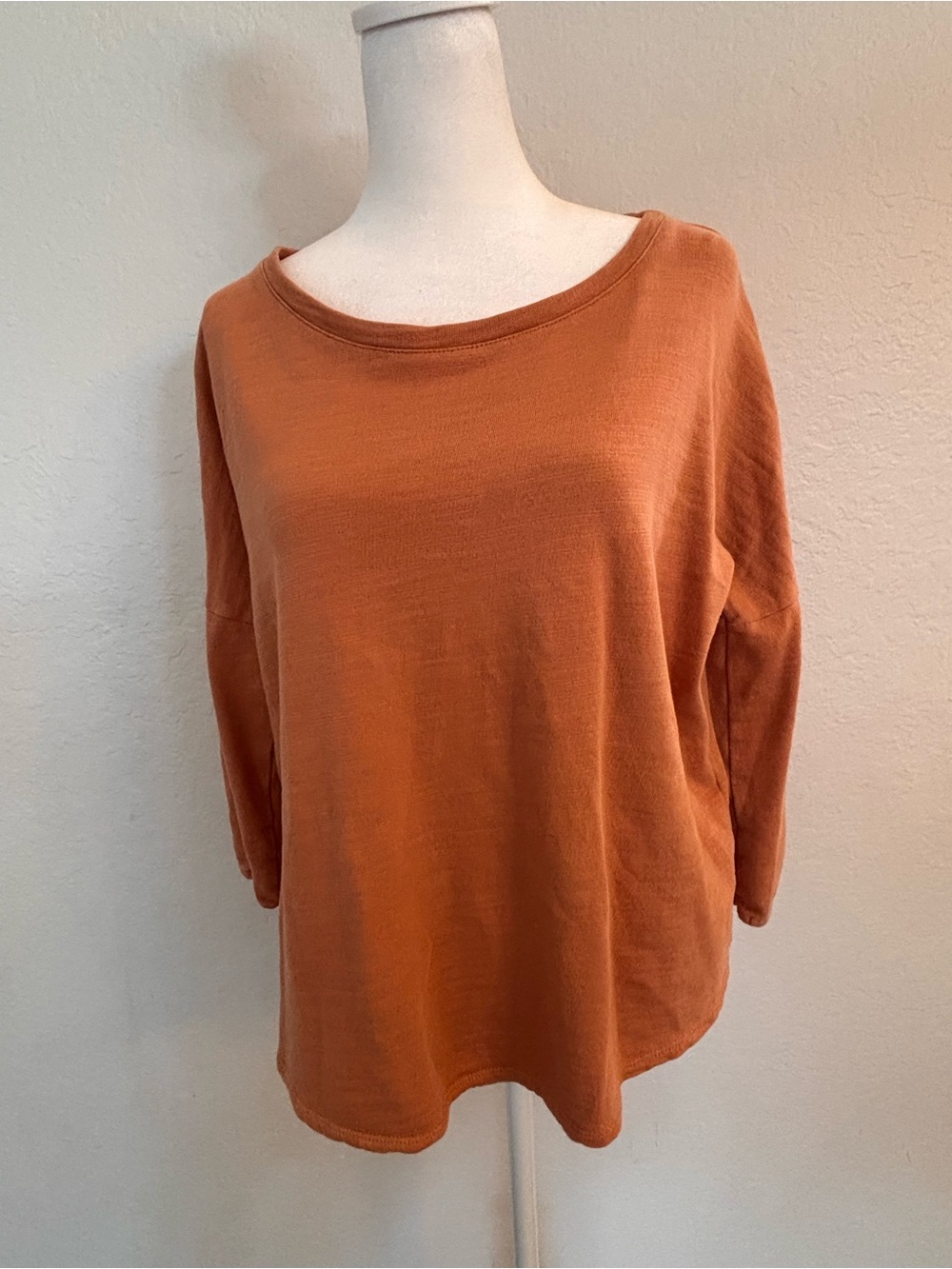 J.Jill Pure Jill  Women’s MP  Relaxed Boatneck Top Rust Orange Cotton BOHO